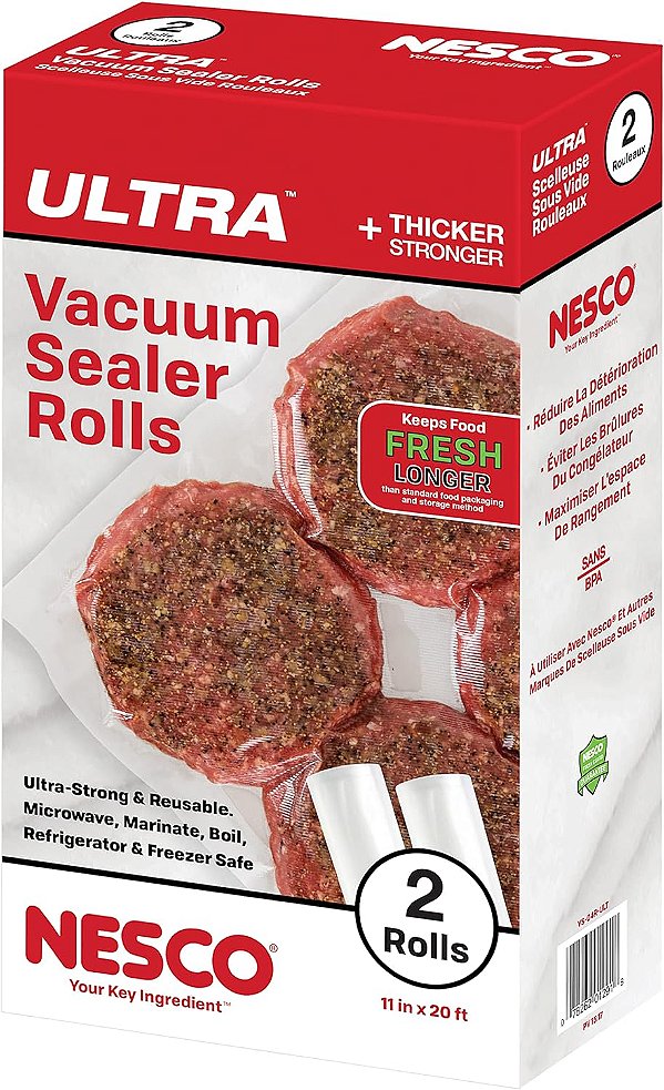 NESCO Rolo de Sela à Vácuo Resistente - 11 x 20' 2 Rolos 11 x 20, Transparente