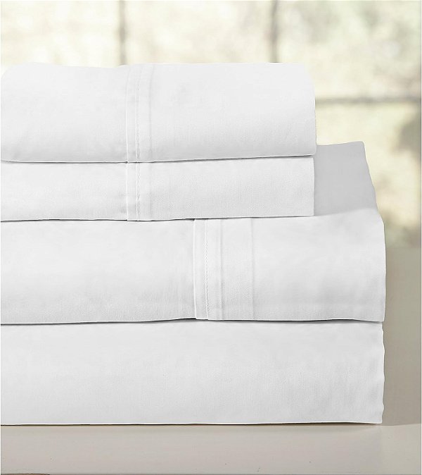 Jogo de lençol de algodão penteado Lullaby Bedding com 200 fios em tamanho solteiro, branco