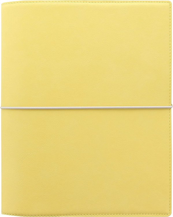 Organizador Filofax Domino Soft, tamanho A5, Limão - Aparência de Couro, Capa Tátil Suave, Seis Argolas, Agenda Semanal Multilíngue, Diário de Calendário Vista-Semana, 2024 (C