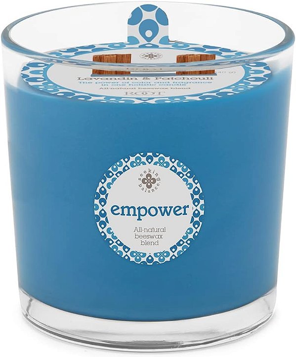 Velas de Spa Root Candles Seeking Balance Wood Wick Aromaterapia, 12 onças, Empower: Lavandin & Patchouli