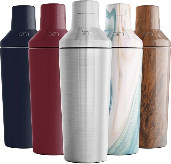 Conjunto Simples de Agitador de Coquetel Moderno com Tampa Dosador | Agitador de Martini Isolado de Aço Inoxidável Boston Shaker para Mocktails | Presentes para Homens Mulheres Ele Ela | Coleção Cláss