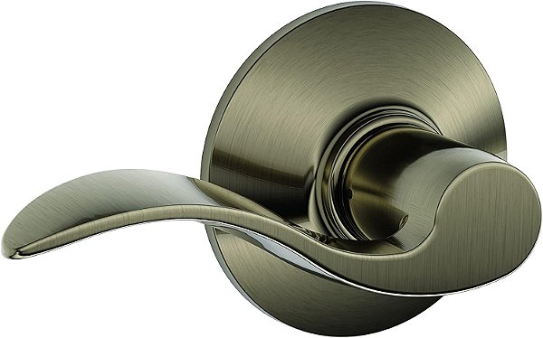 Empresa de Fechaduras SCHLAGE Acc 620 SCHLAGE Accent F10 Alavanca de Porta Reversível, Sólida, Ondulada Plana, Fechadura, Latão Antigo, Pewter - F10 ACC 620