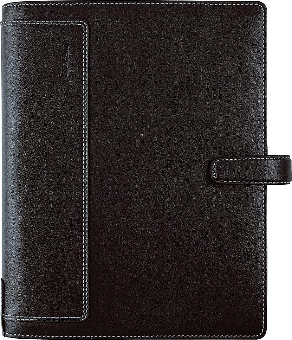 Organizador Filofax Holborn, Tamanho A5, Marrom - Couro de Búfalo de Grão Integral, Seis Argolas, com Agenda Semanal em Algodão Creme, Multilíngue, 2024 (C025122-24)