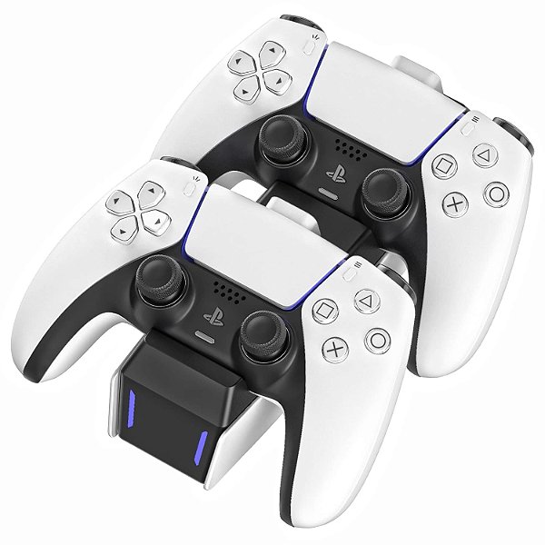Estação de carregamento TALK WORKS para controle do PS5 para PlayStation 5 - Base de carregamento rápido com suporte e adaptadores USB C duplos destacáveis