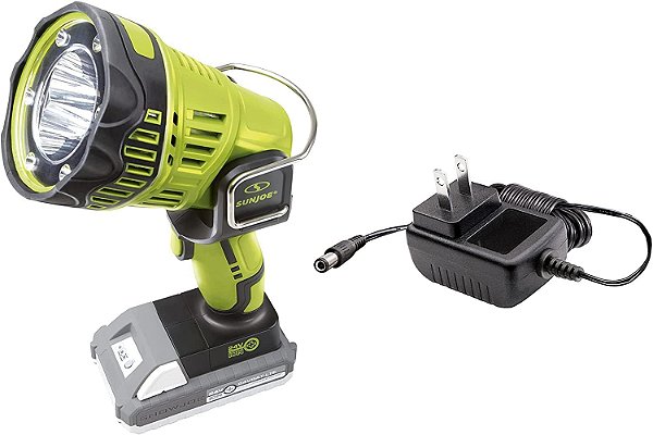 Lanterna de mão sem fio Sun Joe 24V-1500FL-LTE-P1 24V IONMAX 1500-Max Lumen LED, Lanterna de mão/ponto de luz/lanterna de inundação, Iluminação de