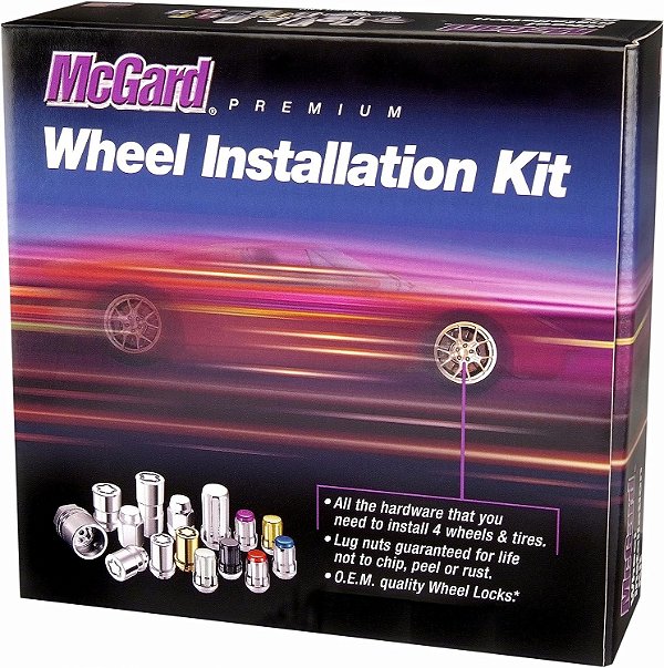Kit de instalação de roda estilo cônico com assento em cone McGard 84550 Cromado (Tamanho de rosca 1/2-20) para rodas de 5 furos.