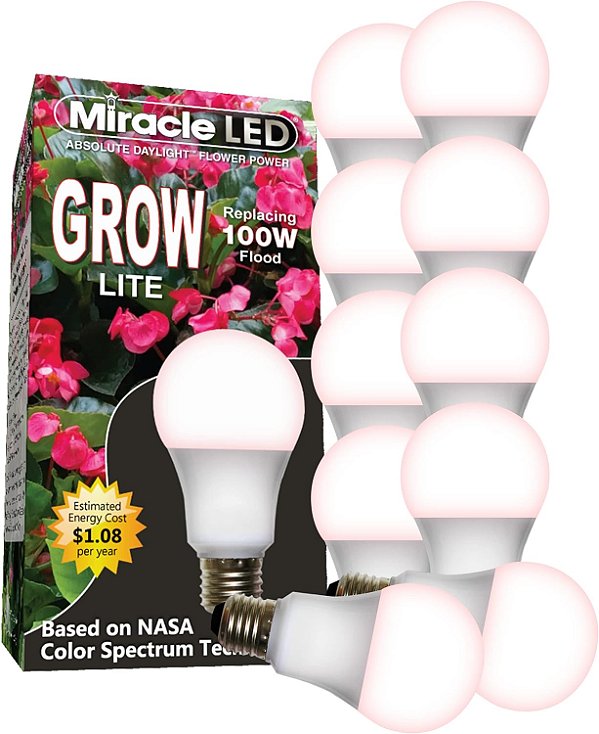 Lâmpada de crescimento de plantas Miracle LED Absolute Daylight 9W Red Spectrum para frutificação e floração, substituindo 100W (pacote com 10 unidades)
