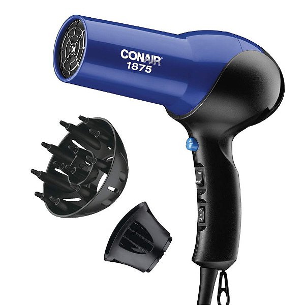 Secador de cabelo turbo Conair 1875 Watts, Azul/Preto.
