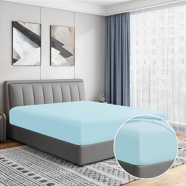Cathay Home Luxo Antirrugas e Antidesbotamento Lençol de Microfibra Ultra Macia de 14 polegadas com Elástico, Aqua, Solteiro.