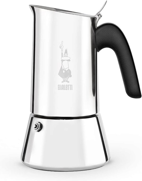 Bialetti - New Venus Induction, Cafeteira de Fogão, Adequada para Todos os Tipos de Fogões, Aço Inoxidável, 6 Xícaras (7,9 Oz), Prateado