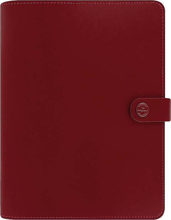 Agenda Filofax Original, Tamanho A5, Vermelho Pilar - Couro, Seis Anéis, Diário Calendário Semanal, Multilíngue, 2024 (C022381-24)