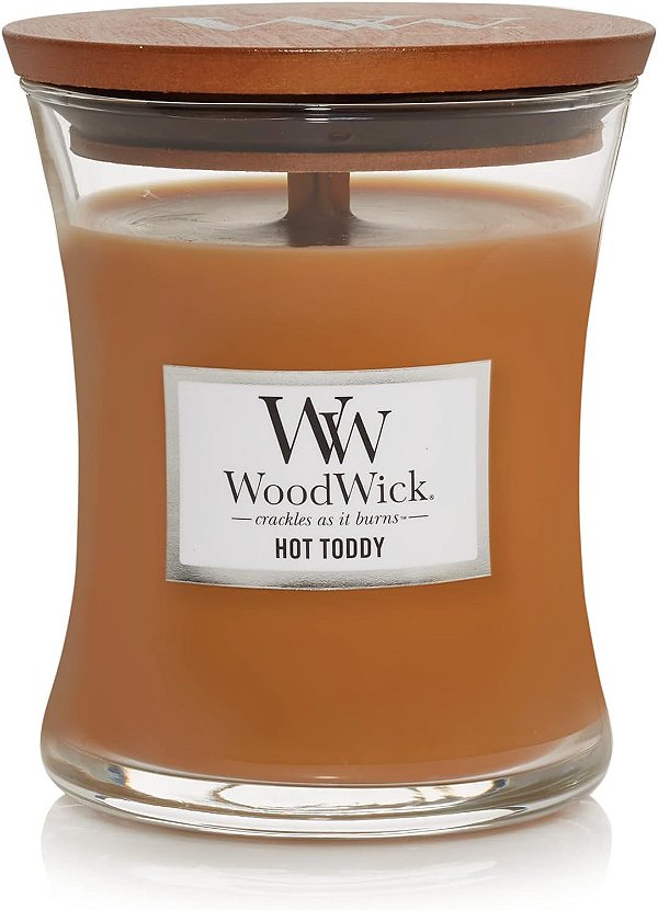 Vela de Ampulheta Média WoodWick Hot Toddy, 9.7 oz., Vela de Outono com Estalo para Queima Suave, Mistura de Cera de Soja