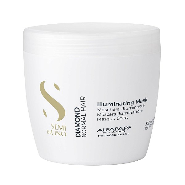 Máscara Capilar Iluminadora Alfaparf Milano Semi Di Lino Diamond - Condicionador Profundo Seguro para Cabelos Coloridos - Adiciona Brilho e Volume - Livre de Sulfato, Parabeno e Parafina - Qualidade Prof