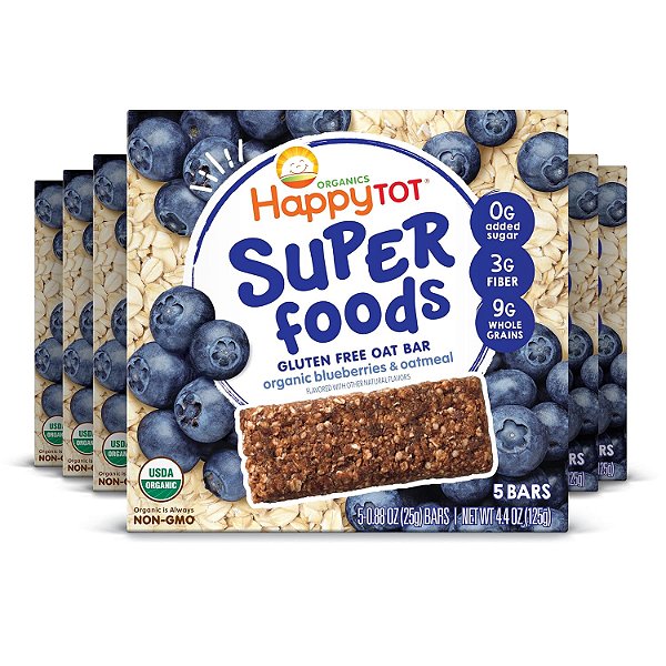 Barras de aveia Super Foods Happy Tot Organics, Mirtilos e Aveia, 5 unidades (pacote com 6)