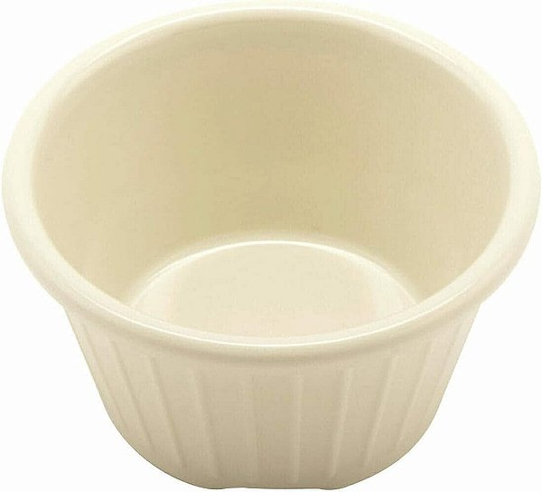 Pote de Melamina com 4 oz. em Marfim com Desenho Fluted, Resistente a Quebras (Pacote com 12)