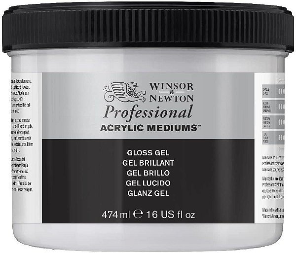 Winsor & Newton Médium Acrílico Profissional, Gel Brilhante, 474ml (16 oz)