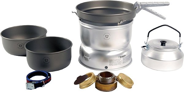Conjunto de cozinha Trangia 25 com panela de água e queimador a álcool em anodizado rígido