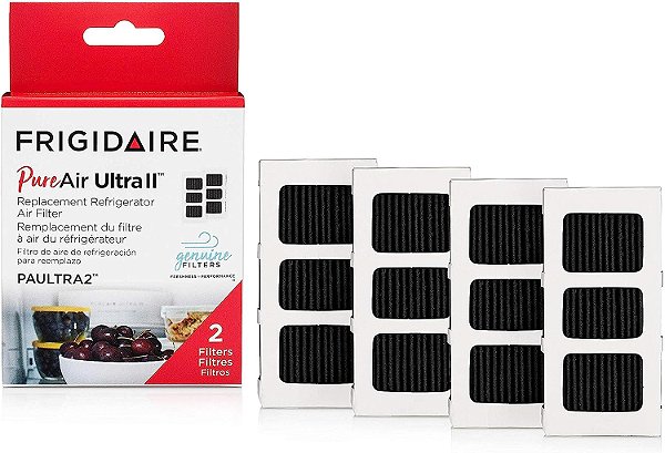 Frigidaire PAULTRA2 Filtro de Ar Puro Ultra II para Geladeira com Tecnologia de Carbono para Absorver Odores de Alimentos, 3,8 x 1,8, Pacote com 4 Unidades.