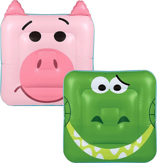 Flutuador de piscina inflável de tamanho grande de 40 polegadas da SwimWays Disney Pixar, Toy Story Rex & Hamm.