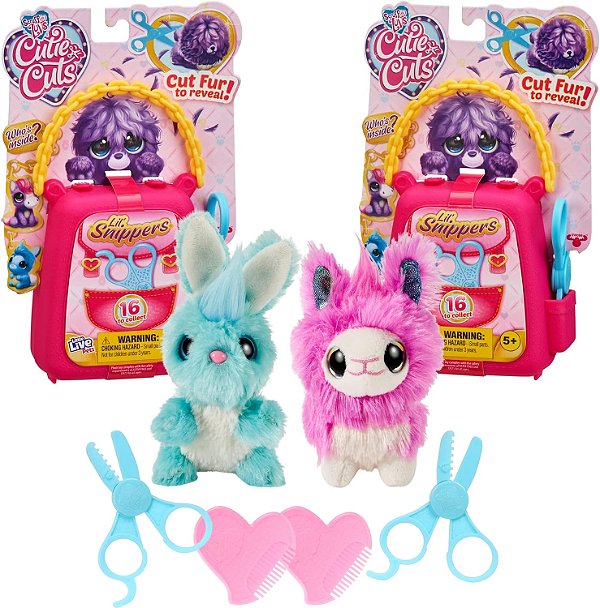 Pequenos Pets Vivos | Scruff-a-Luvs | Cutie Cuts Lil Snippers Pacote Gêmeos | Cortar os Pelos, Revelar, Cuidar e Amar Bichinho de Pelúcia Resgatado - Estilos Podem Variar