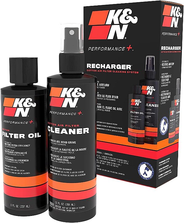 Kit de Limpeza de Filtro de Ar K&N: Kit de Limpeza de Filtro de Garrafa de Aperto e Óleo Azul; Restaura o Desempenho do Filtro de Ar do Motor; Kit de Serviço-99-505