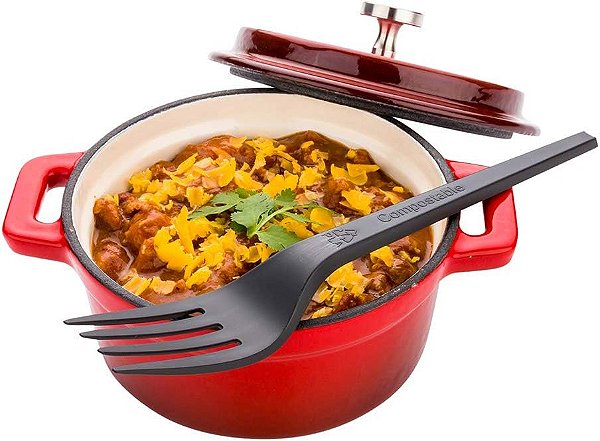 Restaurantware 6.5 Polegadas Garfos Compostáveis, 250 Garfos Descartáveis Resistentes ao Calor - Alternativa Eco-amigável, Talheres Para Festas, Eventos, ou Restaurantes, Garfos de Amido de Milho CPLA