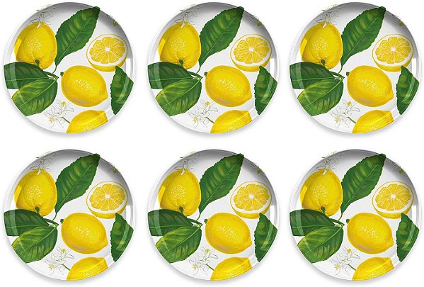 Prato de salada de melamina TarHong Lemon Fresh Puro, 8,5, conjunto de 6