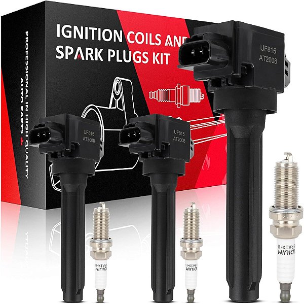 Bobinas de ignição SCITOO 3 com 3 velas de ignição de irídio para Mitsubishi Mirage G4 2015-2018 1.2L l3 UF815 4505 PKH16TT