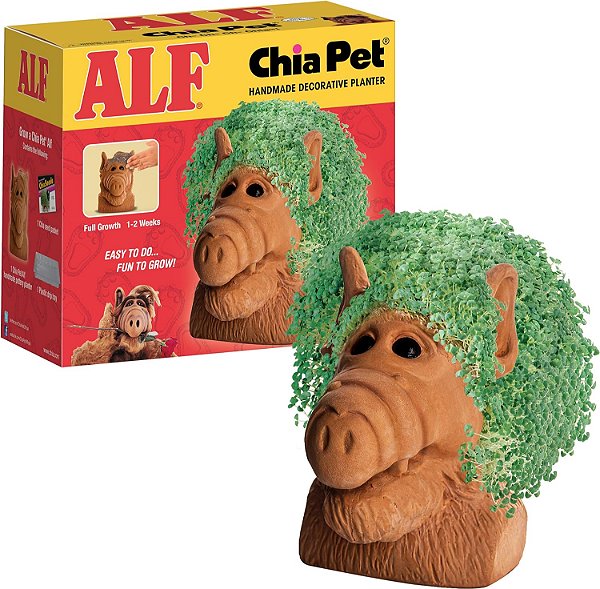 Chia Pet Alf com Pacote de Sementes, Vaso de Cerâmica Decorativo, Fácil de Fazer e Divertido de Cultivar, Presente Novidade, Perfeito para Qualquer Ocasião, Tamanho Único de Cáqui