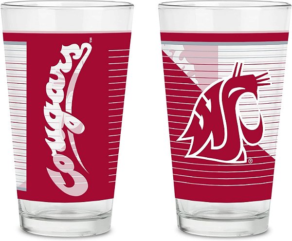 Rico Industries NCAA Copos de 16 onças com logotipo impresso digitalmente, Conjunto prático de 2 copos clássicos para fãs, Seguros para lava-louças