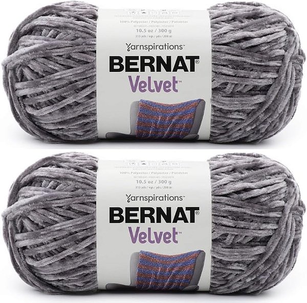 Fio Bernat Velvet Vapor Cinza - Pacote com 2 de 300g/10.5oz - Poliéster - 5 Grosso - 315 Jardas - Tricô/Crochê