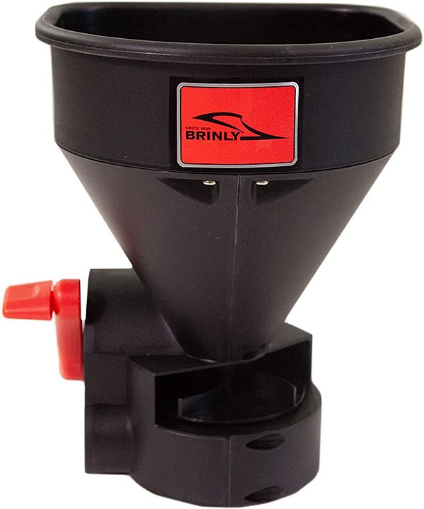 Espalhador manual versátil de 5lb Brinly HHS3-5BH para todas as estações com design de fácil enchimento para sementes, derretimento de gelo e fertilizantes.