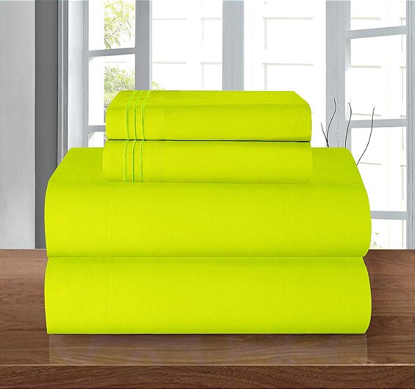 Conjunto de lençóis de microfibra de luxo premium Elegant Comfort 1500 - Resistente a rugas, com elástico em toda volta, bolso profundo até 16, Queen, Limão
