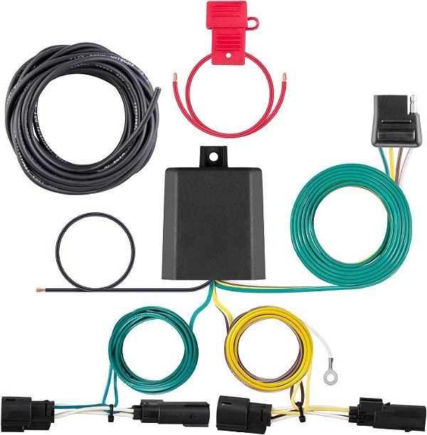 Conector de fiação personalizado para reboque de 4 pinos para o lado do veículo CURT 56327, compatível com Ford Transit-150, 250, 350, HD selecionados.