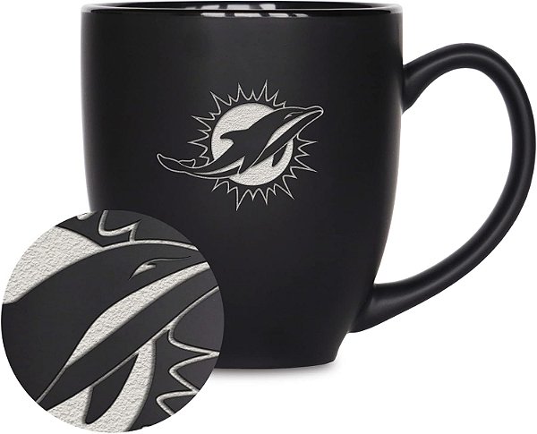 Caneca Bistrô Fosca 15oz NFL Football da Rico Industries - Para Bebidas Quentes ou Frias - Logo da Equipe Gravado para Sensação Única