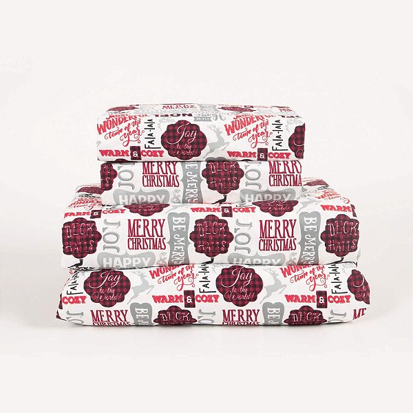 Conjunto de lençóis de microfibra com bolso profundo de 4 peças de notas de Natal da Aubrie Home Accents, Full, Vermelho Cinza Preto.