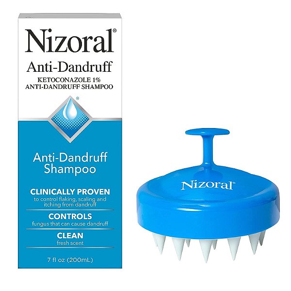 Pacote Nizoral Anti-Caspa Shampoo 7oz com Massageador para o Couro Cabeludo (Shampoo e Massageador)