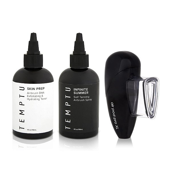 Bronzeador Gradual para Aerógrafo TEMPTU Infinite Summer para Rosto, Pernas e Corpo, Melhor Produto Vegano, Bronzeamento sem Sol Natural em Água e Gotas, Solução Rápida para Bronzeado Falso e Loção Bronzeadora