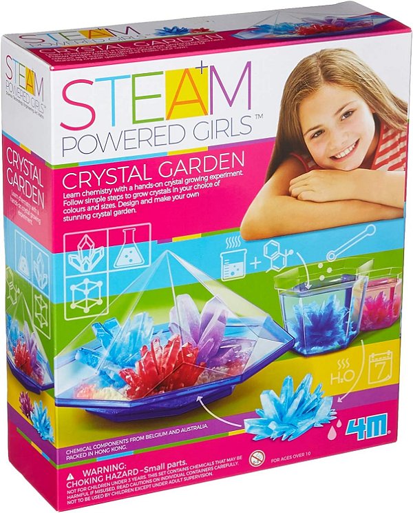 4M Toysmith, STEAM Powered Girls Crystal Garden, Química DIY Brinquedo Stem, para Meninas de 10 anos ou mais.
