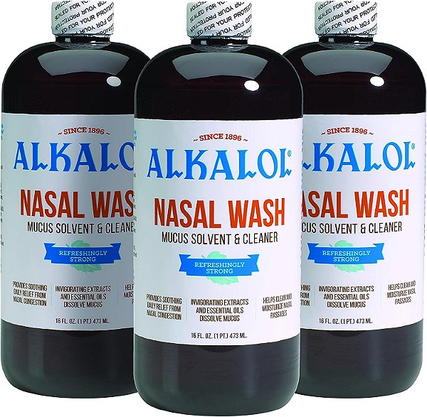 Solução Original de Lavagem Nasal Alkalol, 3 Unidades - 16 fl oz, 16 fl oz (pacote com 3)