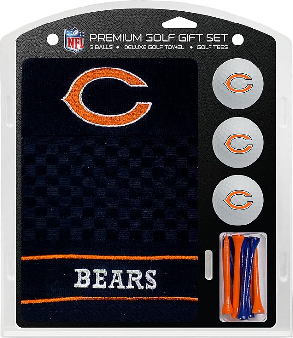 Conjunto de Presente de Golfe Premium da NFL para Equipe: Toalha de Golfe Bordada de Luxo, 3 Bolas de Golfe e 14 Tees de Golfe (2-3/4 Regulamentares)