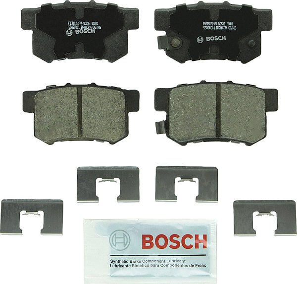 Conjunto de pastilhas de freio para disco de cerâmica premium QuietCast BC536 da BOSCH - Compatível com Acura CL, EL, Integra, Legend, RDX, RL, TL; Honda CR-V, Element, Odyssey; Isuzu Oasis;