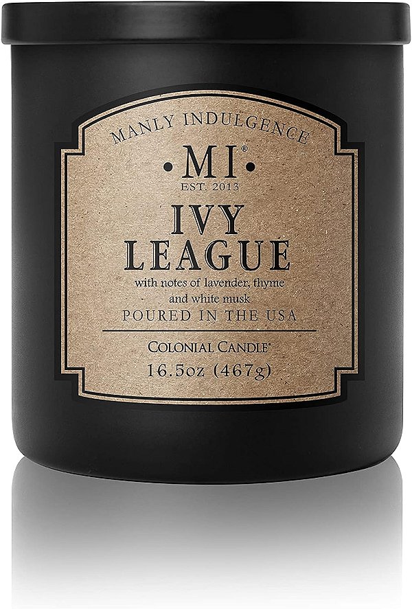 Velas Aromáticas Manly Indulgence para Homens|Ivy League – Lavanda & Almíscar Branco|Fragrância Forte e Masculina, Velas Duradouras para Casa|Cera de Soja|16,5 oz – At
