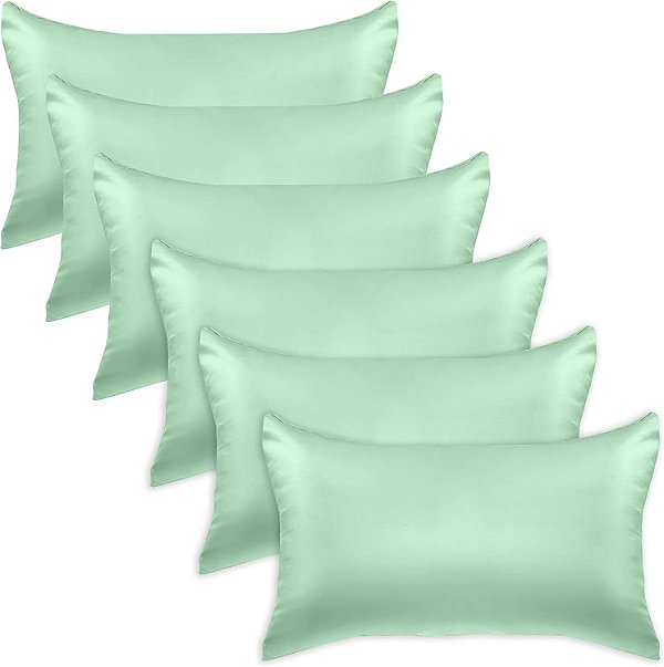 Elegante Conjunto de 6 Fronhas de Seda de Viscose Refrescante com Fecho de Zíper Oculto, Macias para Cuidados com o Cabelo e a Pele - Bela Caixa de Presente - Conjunto de