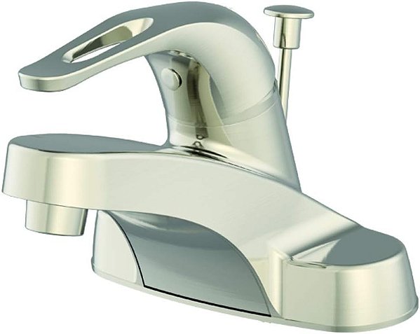 Torneira de banheiro com alça de loop única EZ-FLO 10593 com 50/50 Pop-Up, Níquel Escovado