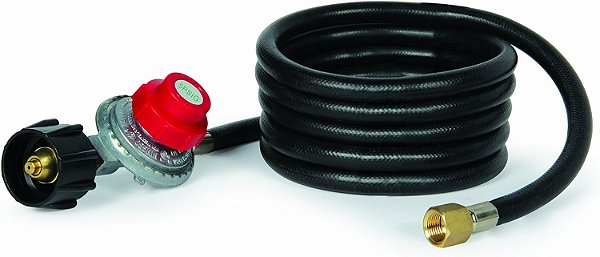 Mangueira de Propano Camco 58034 de 8' com Regulador para Fogueira Little Red, Preto