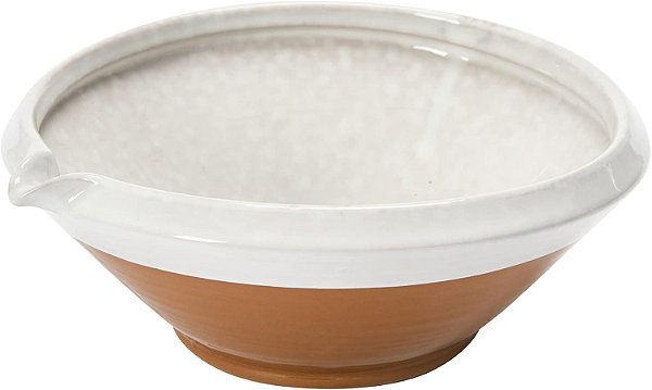 Tigela branca de cerâmica para assar com esmalte reativo da Creative Co-Op