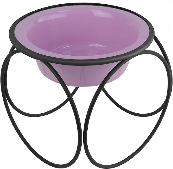 Platinum Pets Olympic Single Diner Alimentador com Tigela para Cães em Aço Inoxidável, Grande, Doce Lilás