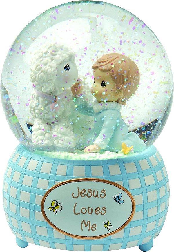 Momentos preciosos, Jesus me ama, Menino, Globo de neve de resina, 102404