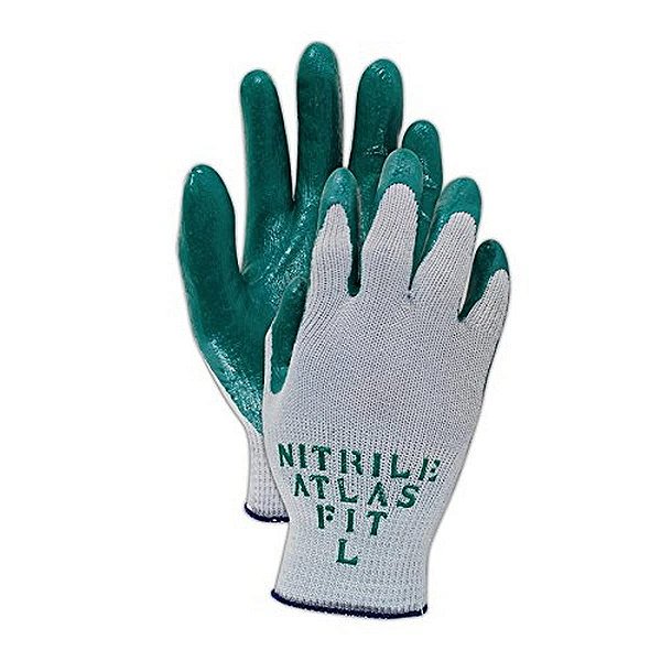 Luva de malha SHOWA Best Atlas Fit 350 PF com revestimento de palma de nitrilo, verde, média (pacote com 12)